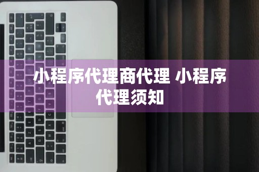 小程序代理商代理 小程序代理须知