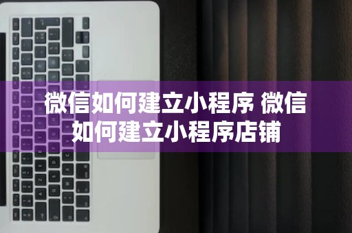 微信如何建立小程序 微信如何建立小程序店铺