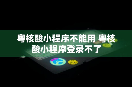 粤核酸小程序不能用 粤核酸小程序登录不了